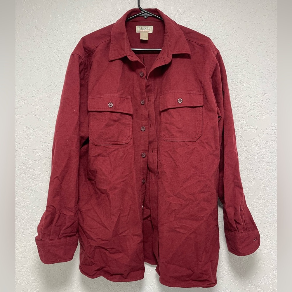 L.L. Bean Red Lightweight Shirt Jacket with Utility Design